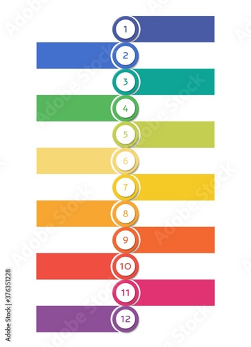 Number bullet points with tapes set, realistic vector illustration isolated.