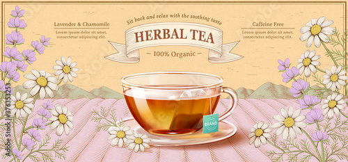 Engraving herbal tea ads