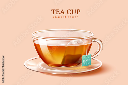 3d illustration glass tea cup