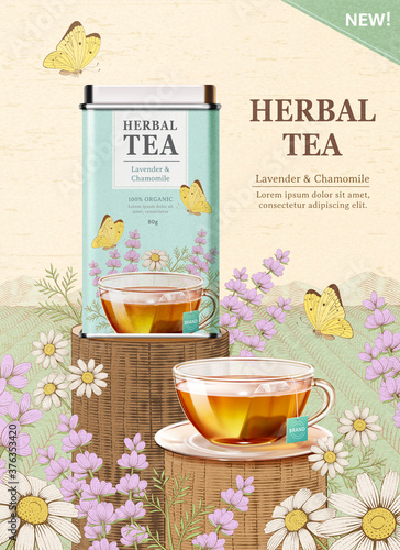 Engraved herbal tea ad