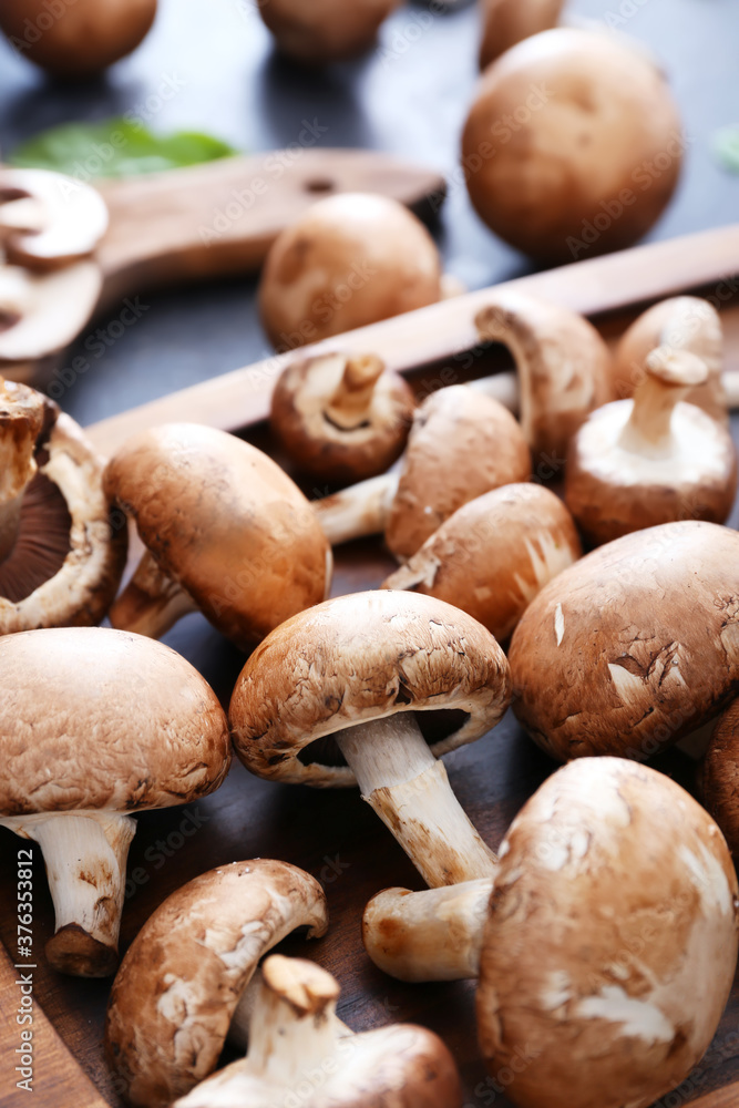 Fresh raw mushrooms on table Fresh raw mushrooms on table