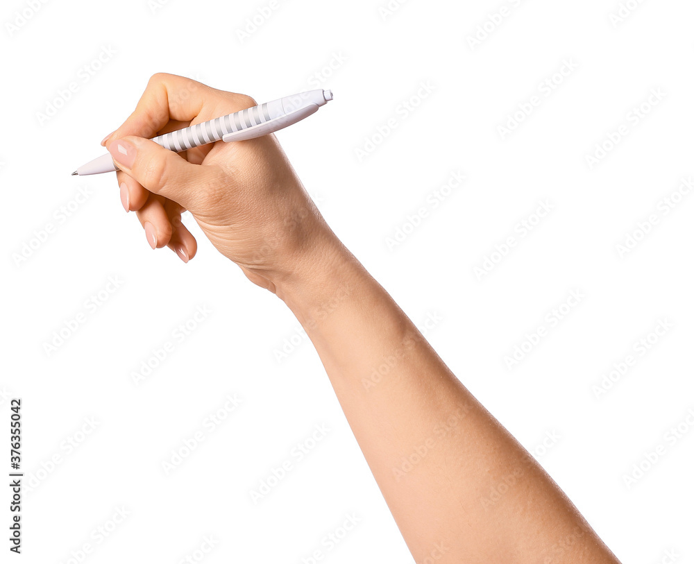 Hand with pen on white background Hand with pen on white background