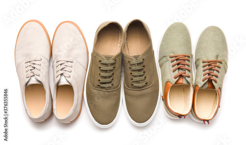 Casual male shoes on white background