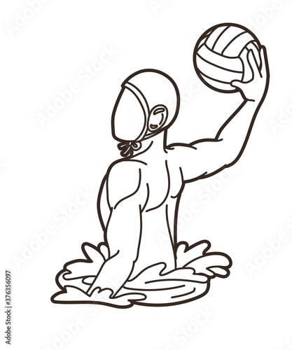 Water Polo player cartoon graphic vector