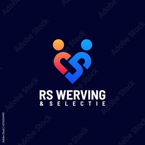 Vector Logo Illustration Love People Gradient Colorful Style.