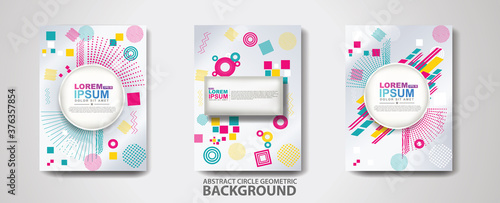 Covers templates set with trendy geometric patterns and memphis elements. Modern design