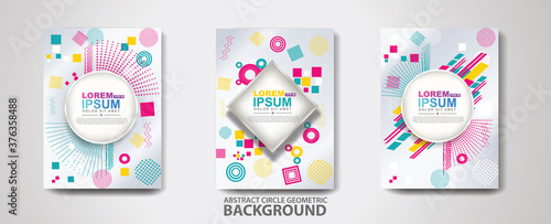Covers templates set with trendy geometric patterns and memphis elements. Modern design
