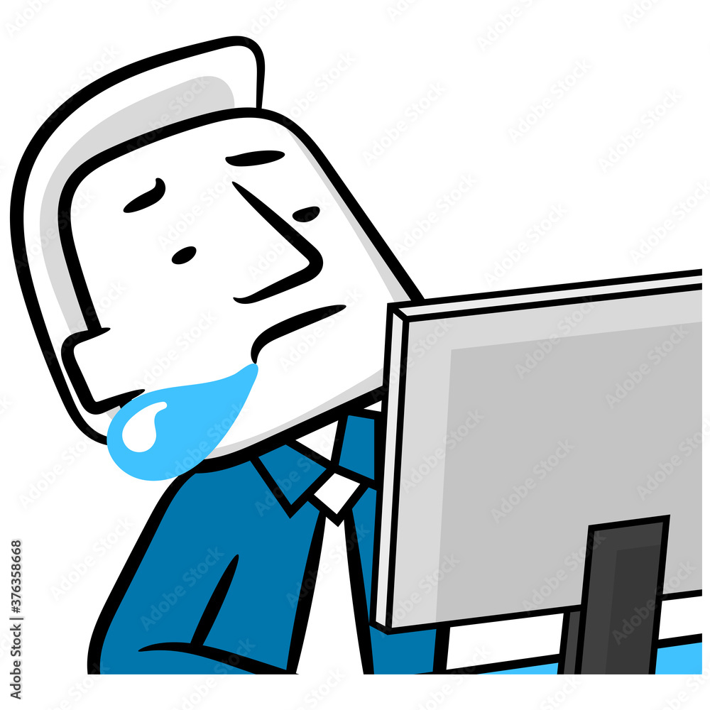 Business white man cartoon bored at work scene vector cartoon concept background Business white man cartoon bored at work scene vector cartoon concept background