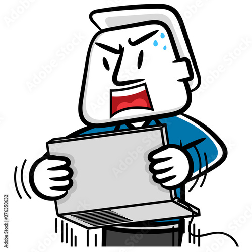 Business white man cartoon upset emotion scene vector concept on a white background