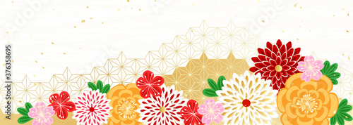 華やかな着物風花柄