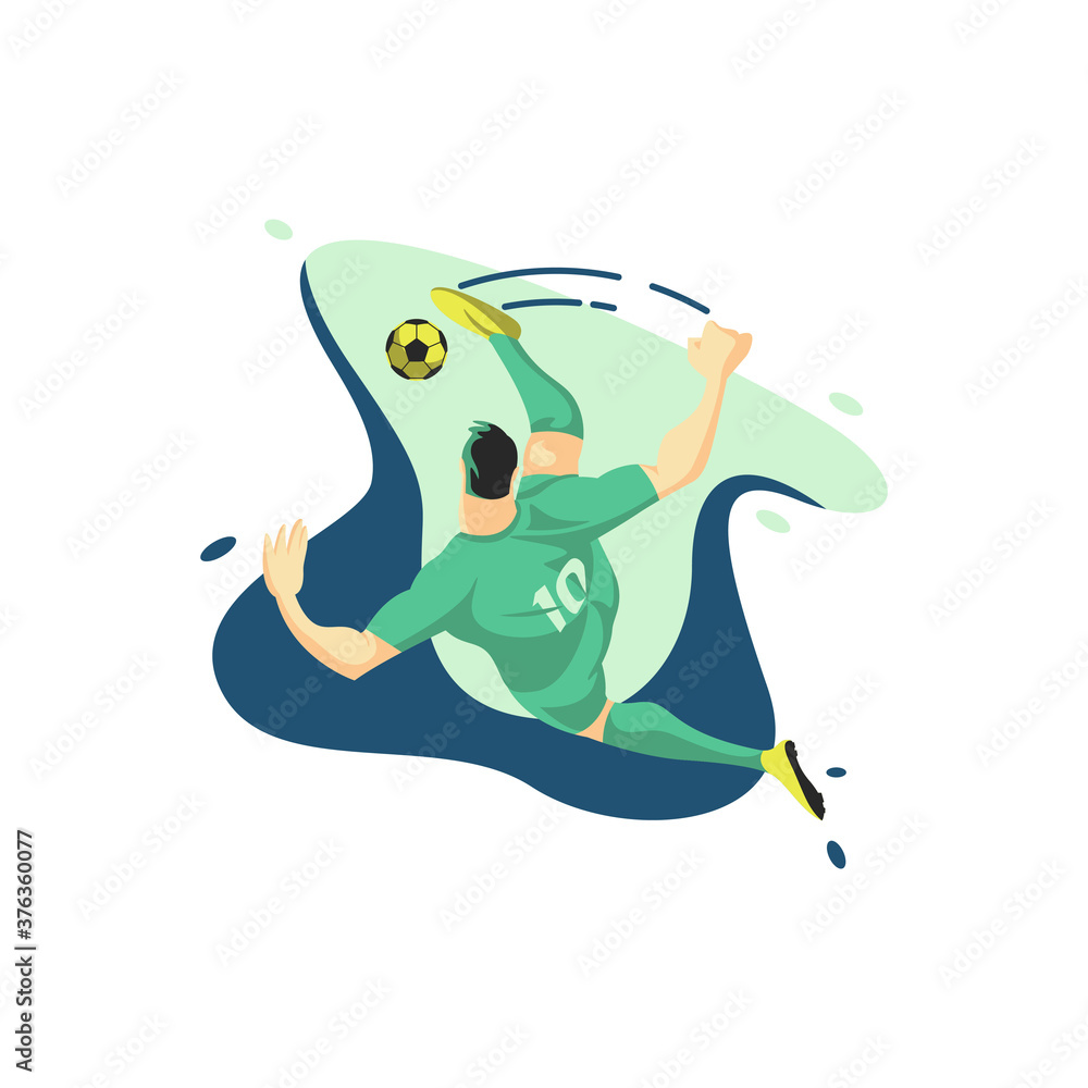 Obraz premium illustration the football player makes an overhead kick