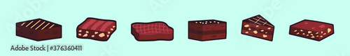 a set of chocolate brownies isolated on blue background.vector illustration