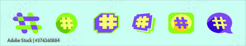 set of hashtag cartoon icon design template with various models. vector illustration