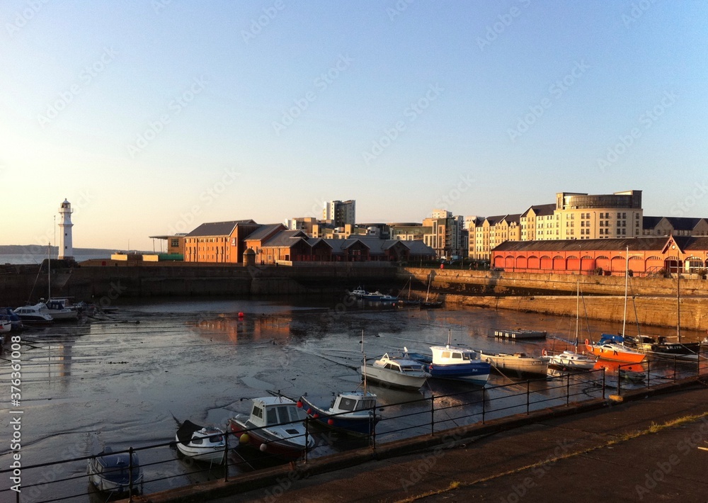 low tide in the fishing harbour 