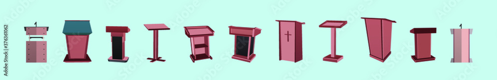 set of lectern book stand cartoon icon design template with various models. vector illustration