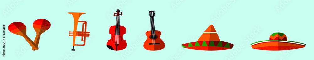 characteristic worn by Mexican mariachis. set icon element isolated in blue
