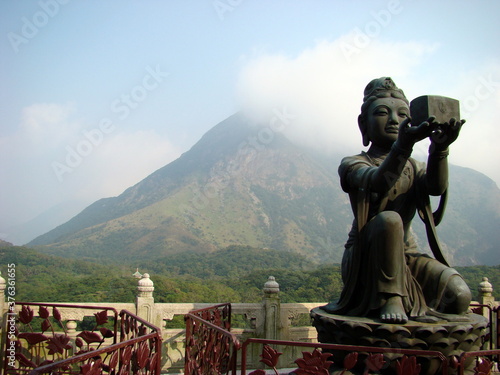 Tian Tan Buddha Park in Hong Kong, mountain