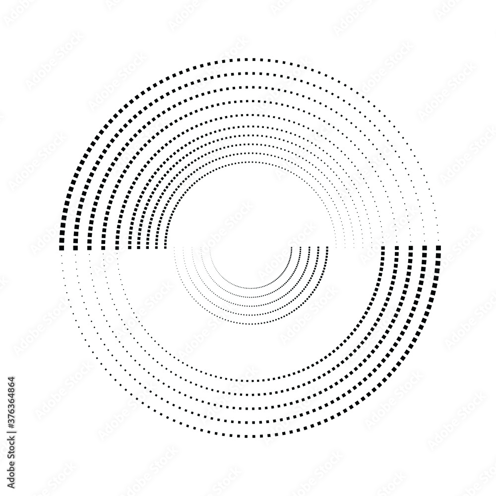 Halftone dots in circle form. round logo . vector dotted frame . design element