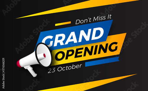 grand opening event promotion with 3d megaphone
