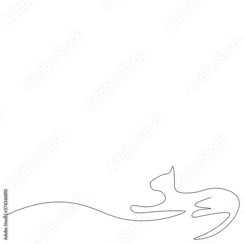 Cat one line drawing on white background. Vector illustration