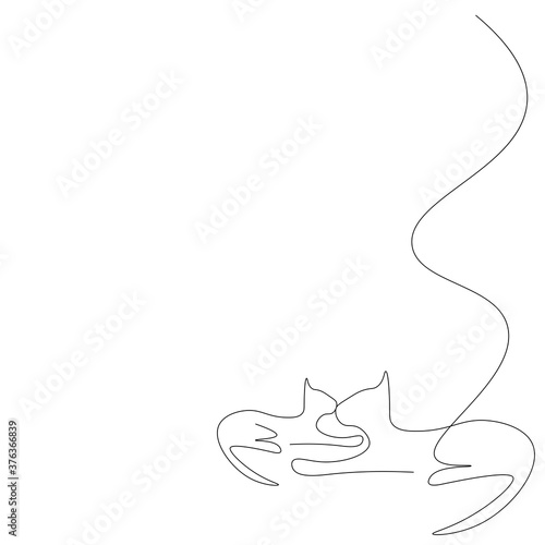 Cat one line drawing. Vector illustration