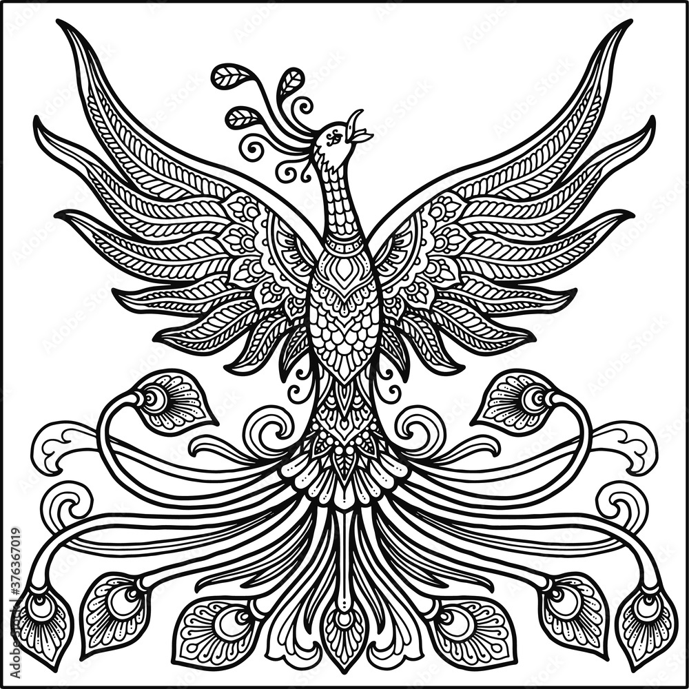 peacock mandala design for coloring page and t-shirt print Stock Vector ...