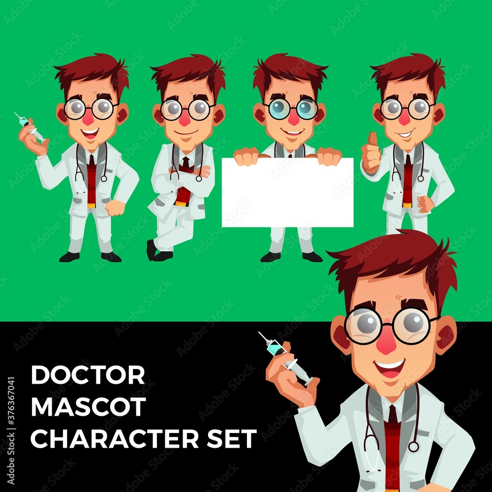 doctor mascot character set logo vector icon illustration doctor mascot character set logo vector icon illustration