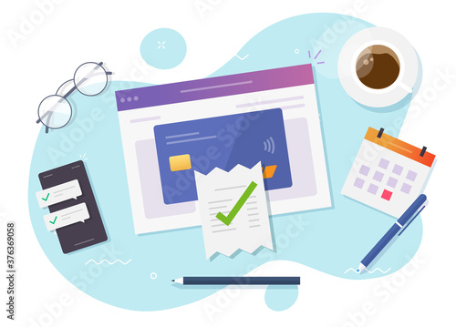 Audit payment of digital internet bill invoice verify vector, online tax financial accounting complete, accepted fraud evaluation check, valid transaction pay audition flat, authorized money transfer