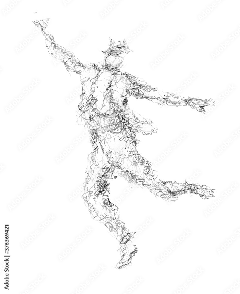 A man in motion, dancing figure, doodling