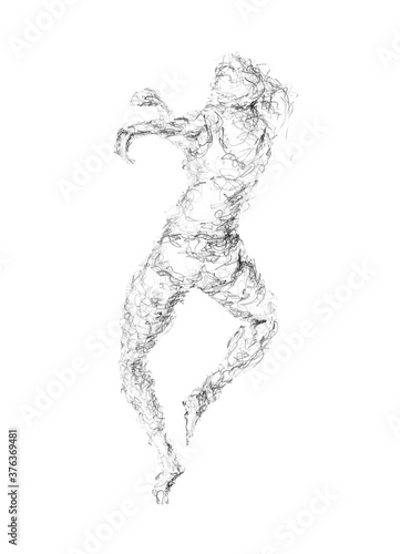 a girl whirls , hand drawing illustration