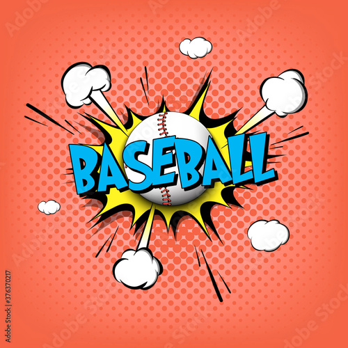 Photography Comic bang with expression text Baseball