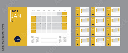 Calendar 2021 template planner vector diary in a minimalist style