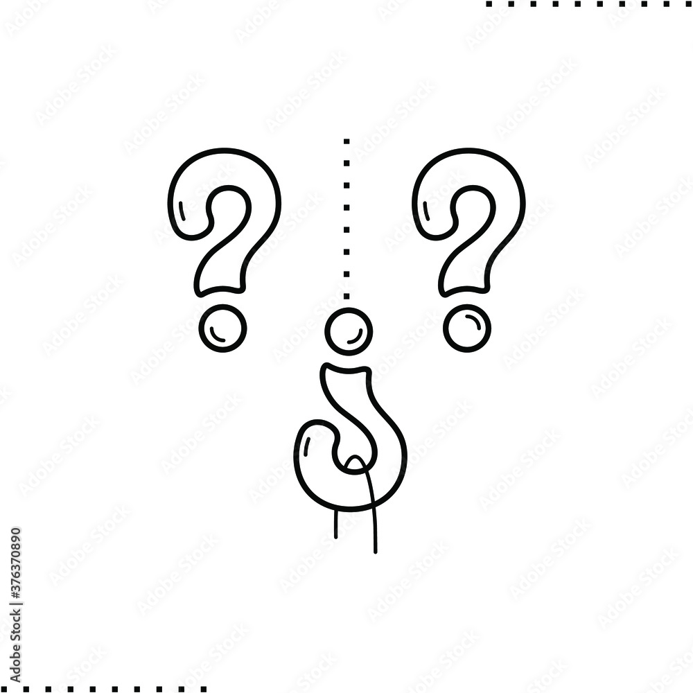 Hook, idea, question mark vector icon in outline Hook, idea, question mark vector icon in outline