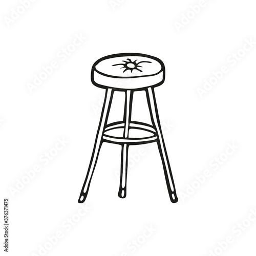 Cute hand drawn bar stool on a white background. Funny element in trendy doodle style for card, social media banner, logo, sticker, print, decoration. Vector illustration