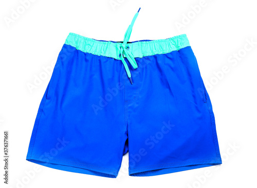 Male swimming trunks on white background