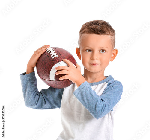 Little boy with rugby ball ...