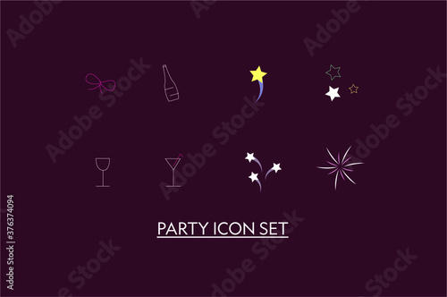 Vector illustration for party Icon set.New year party set icon.