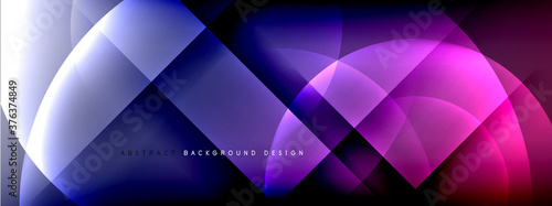 Vector abstract background - circle and cross on fluid gradient with shadows and light effects. Techno or business shiny design templates for text