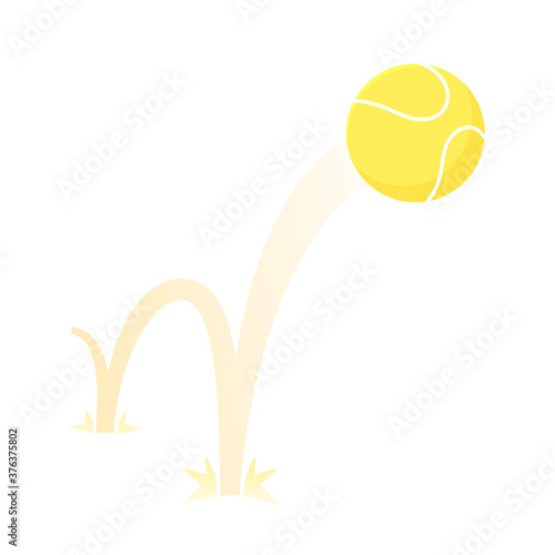 Bouncing big tennis game ball flat style design vector illustration icon sign isolated on white background. Inflatable round tennis game symbol jumps on the ground.