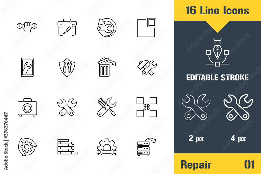 PC and Smartphone Repair Tools. Thin line icon - Outline flat vector illustration. Editable stroke pictogram. Premium quality graphics concept for web, logo, branding, ui, ux design, infographics.