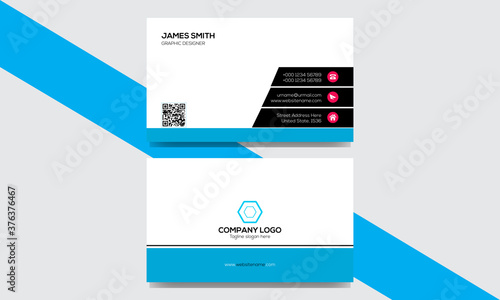 blue white business card template