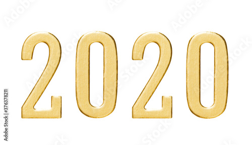 2020 golden bold letters isolated on white background. Numbers for Happy New Year 2020