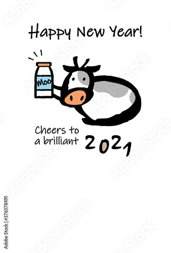 New Year's Card Of Cheers With Milk