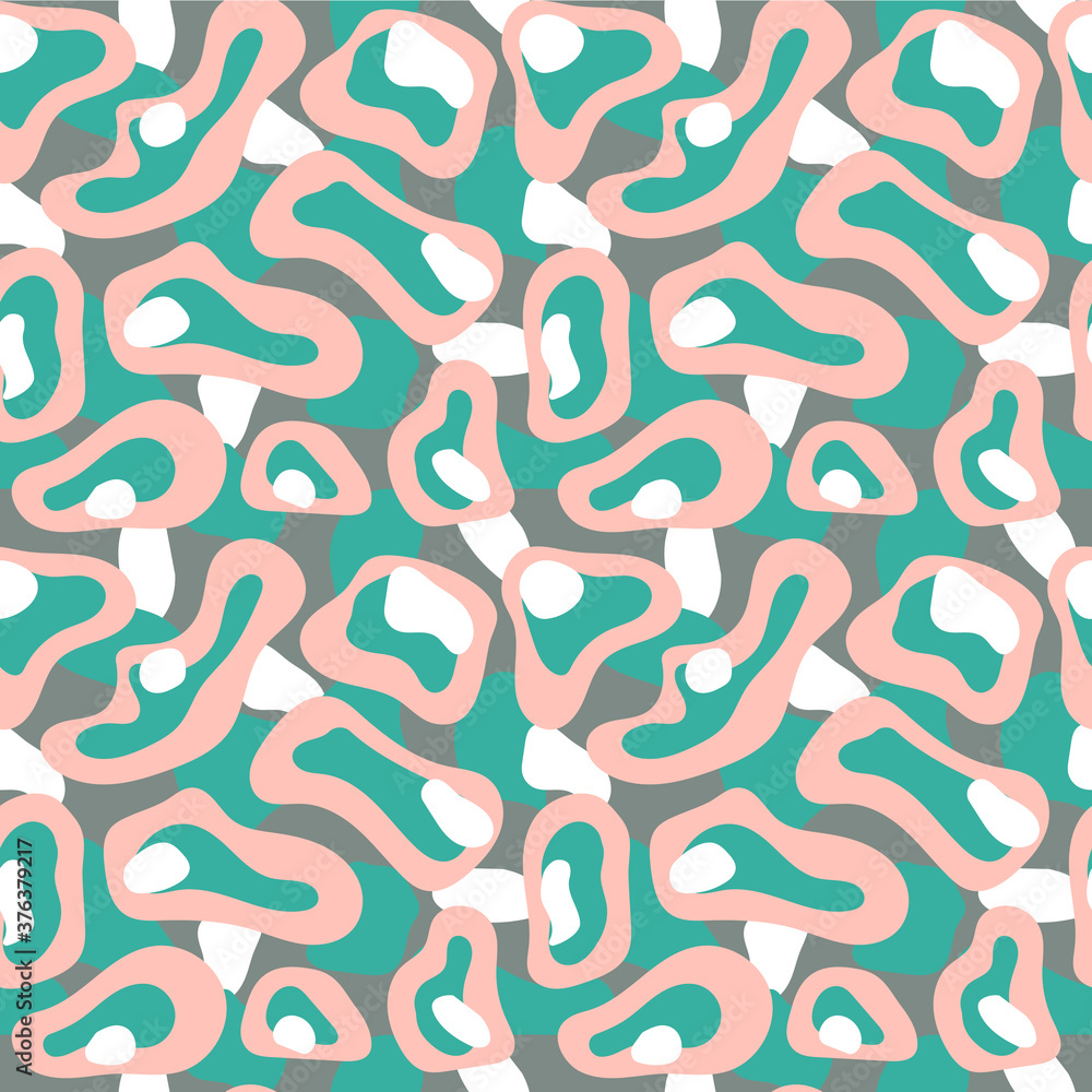 Camouflage seamless pattern with abstract shapes. Military style for girls. For fabric, tile, interior design, or gift packaging . Vector