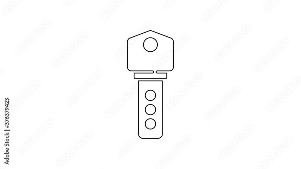 Black line House key icon isolated on white background. 4K Video motion graphic animation. Black line House key icon isolated on white background. 4K Video motion graphic animation.