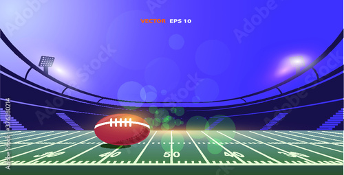 American football arena field with bright stadium lights design.