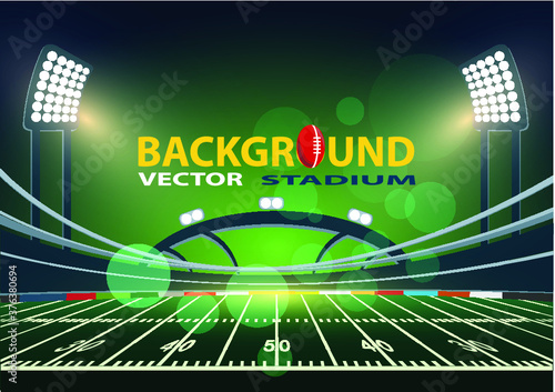 American football arena field with bright stadium lights design.