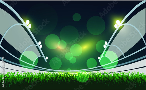Sports stadium with lights, eps 10 Vector Illustration.