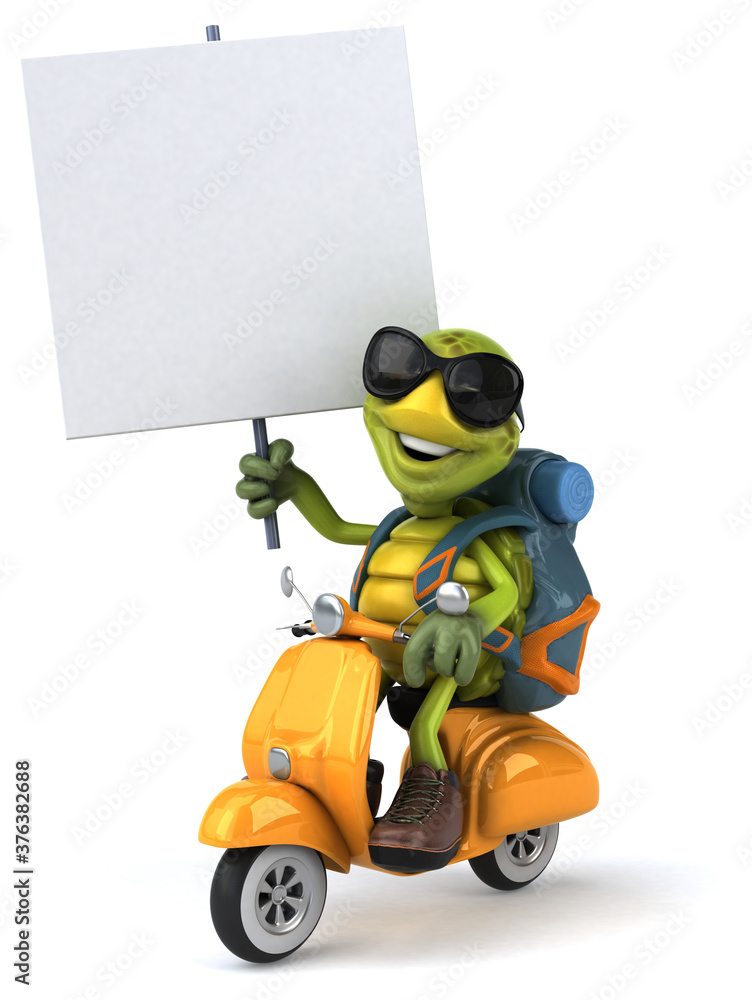 Fun turtle traveling - 3D Illustration Fun turtle traveling - 3D Illustration