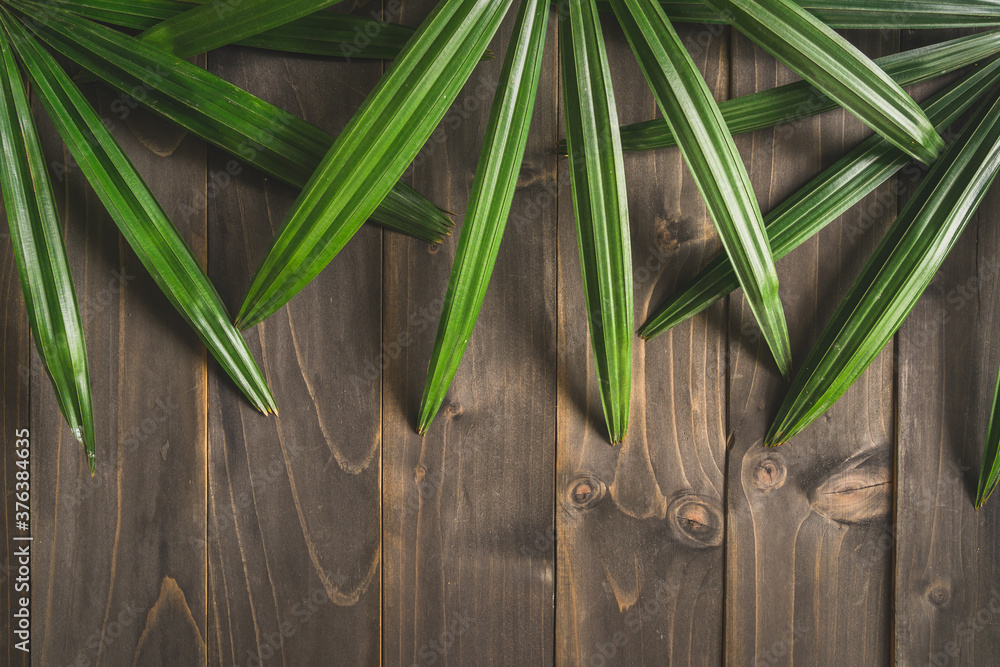 Green Ieaf background around old wood with space, Vintage toned. Green Ieaf background around old wood with space, Vintage toned.